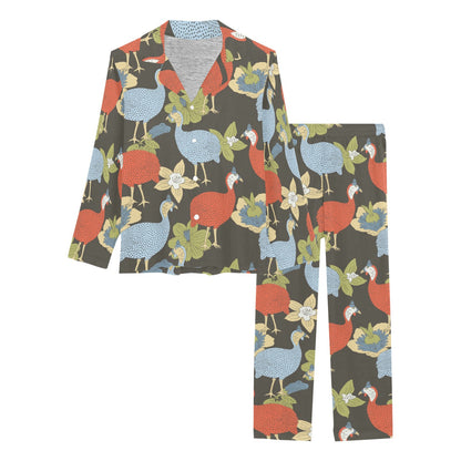 Guinea Fowl Pattern Print Design 02 Women's Long Pajama Set