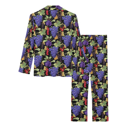 Grape Pattern Print Design GP05 Women's Long Pajama Set