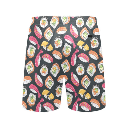 Sushi Print Design LKS306 Men's Swim Trunks Beach Shorts