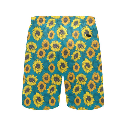 Sunflower Print Design LKS301 Men's Swim Trunks Beach Shorts