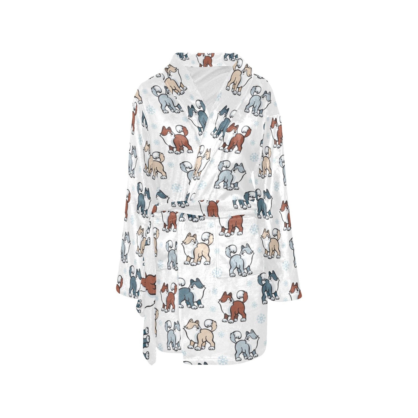 Alaskan Malamute Pattern Print Design 02 Women's Fleece Robe