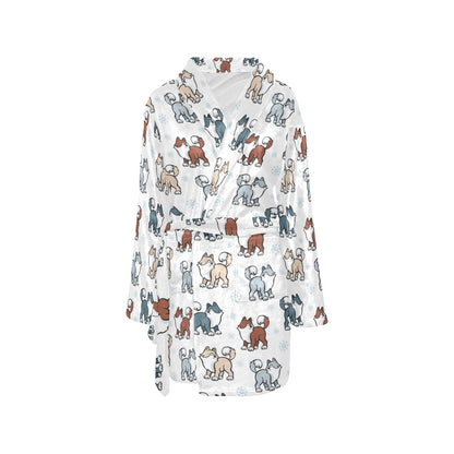 Alaskan Malamute Pattern Print Design 02 Women's Fleece Robe