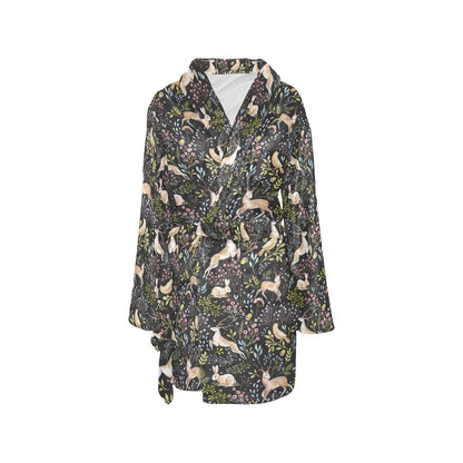 Deer Floral Jungle Women's Fleece Robe