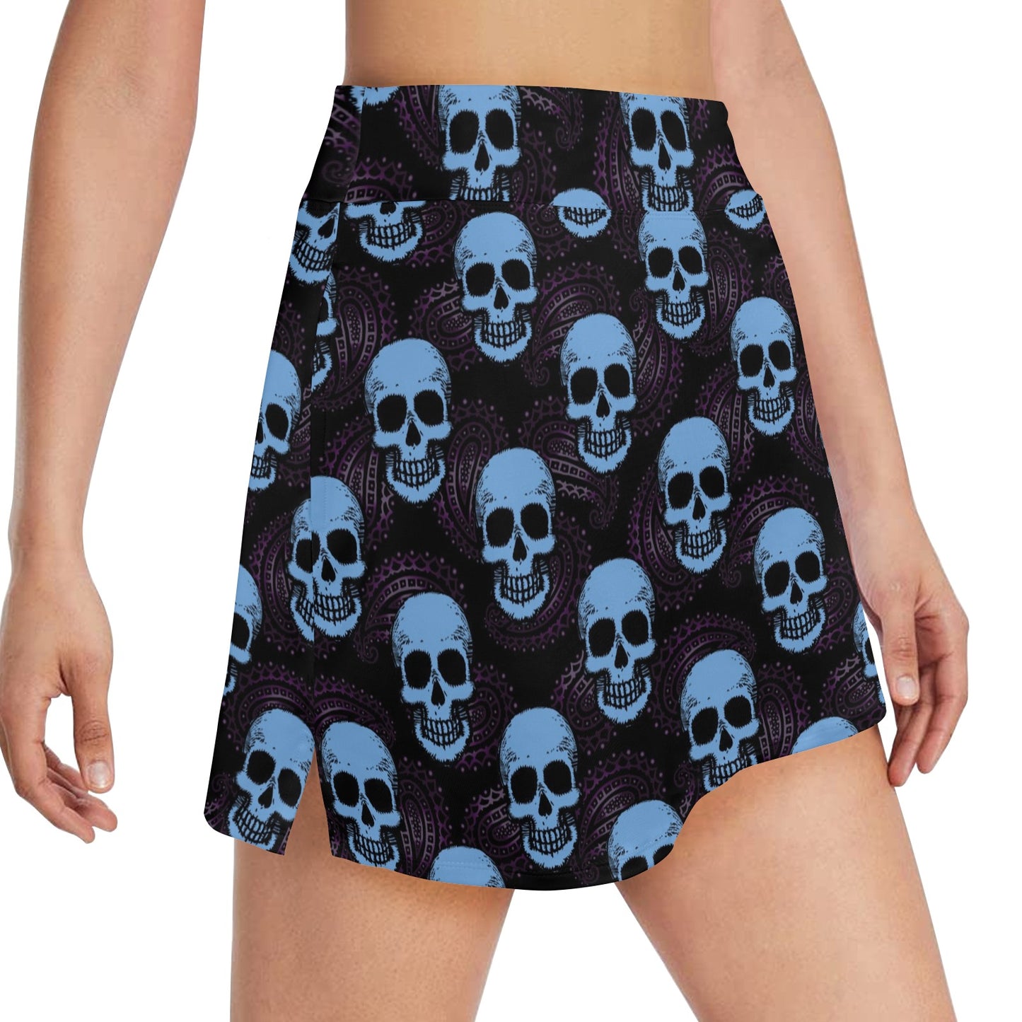 Skull Print Design LKS3012 17" Golf & Pickleball Skort with Pockets