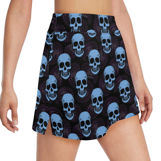 Skull Print Design LKS3012 17" Golf & Pickleball Skort with Pockets