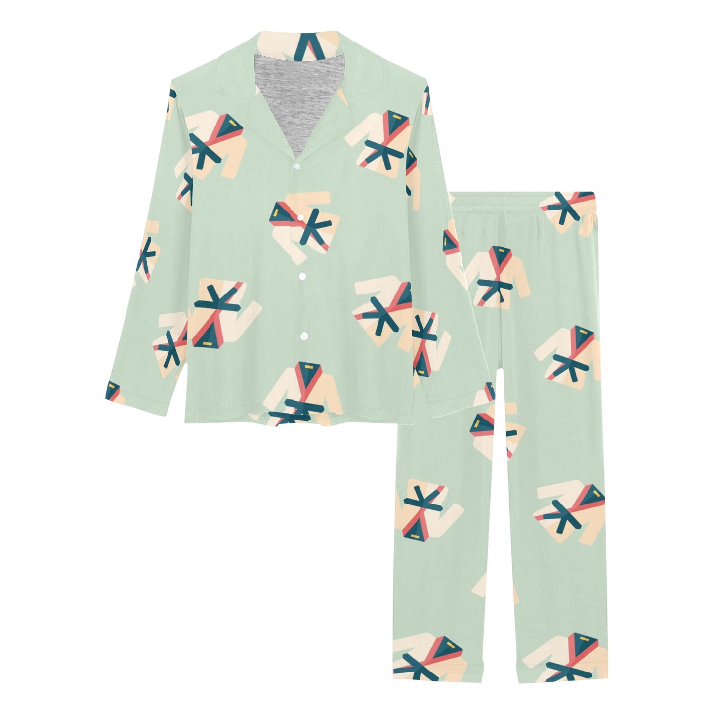 Karate Pattern Print Design 02 Women's Long Pajama Set