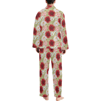 Gerberas Pattern Print Design GB07 Men's Long Pajama Set