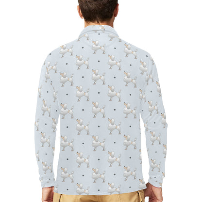 Poodle Pattern Print Design A05 Long Sleeve Polo Shirt For Men's