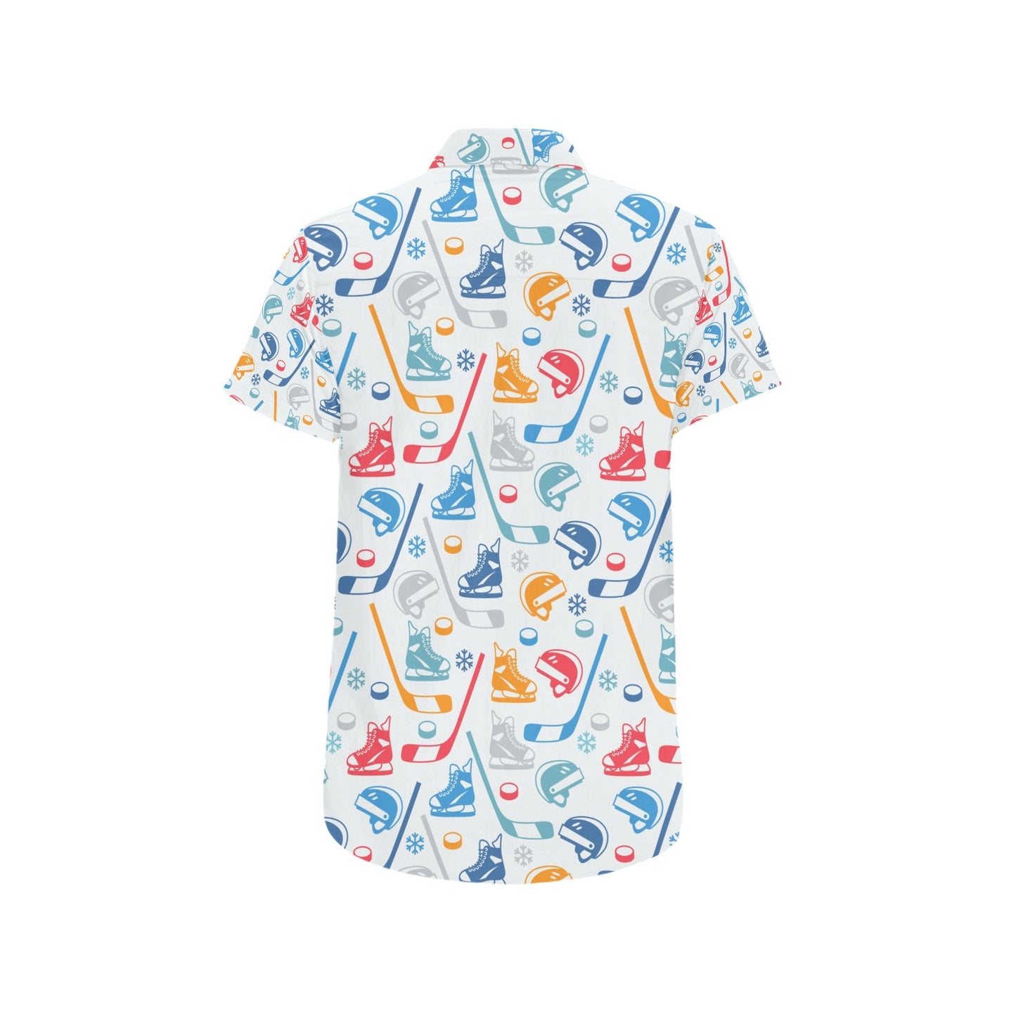 Hockey Equipment Print Design LKS301 Men Short Sleeve Button Up Shirt