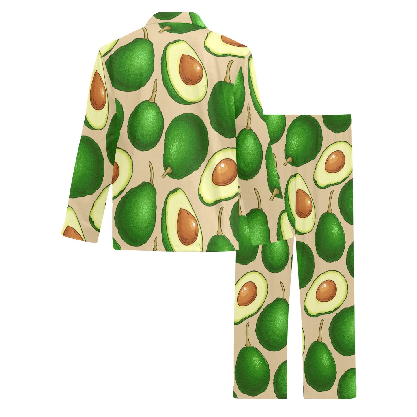 Avocado Pattern Print Design AC010 Men's Long Pajama Set