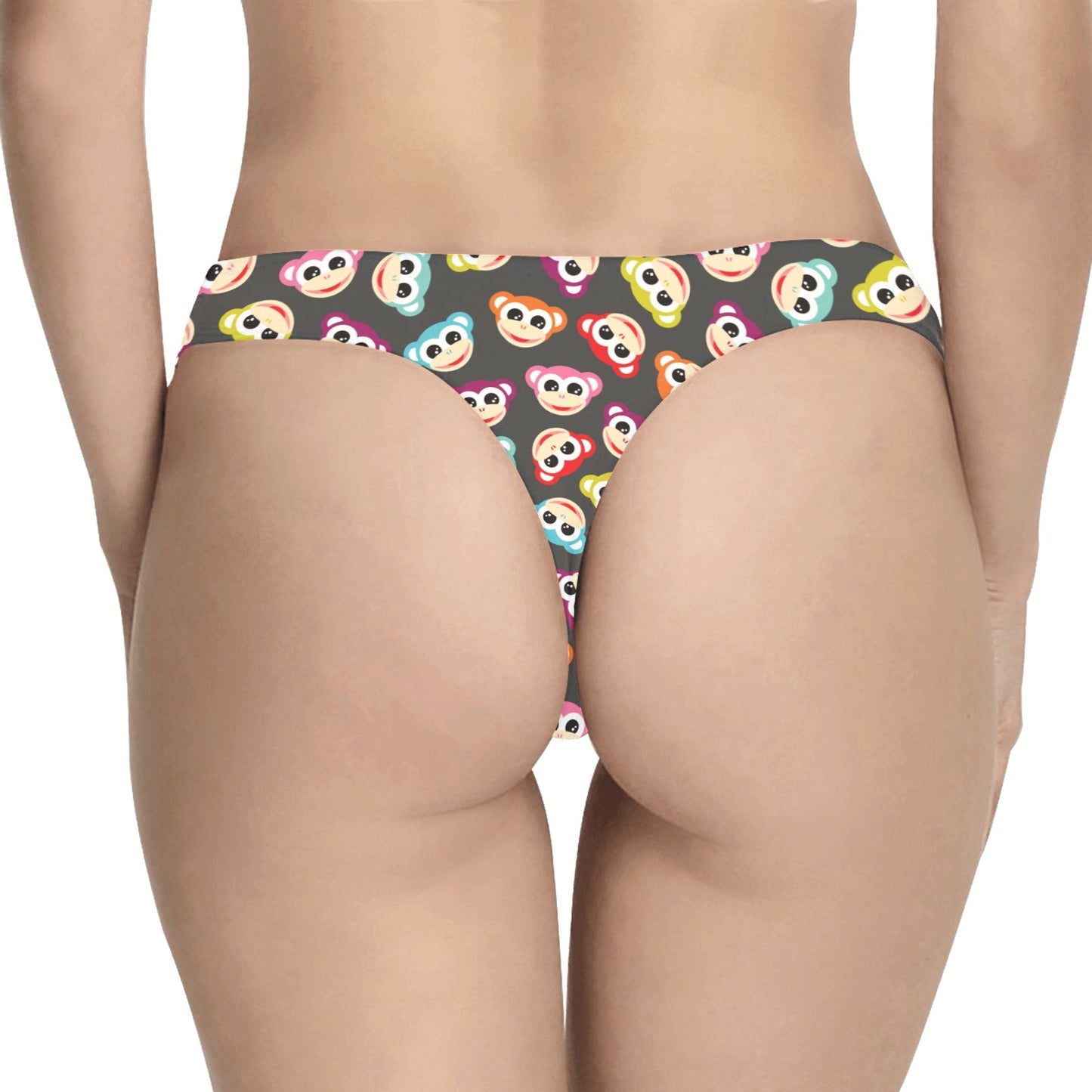 Monkey Head Design Themed Print Women's Thongs