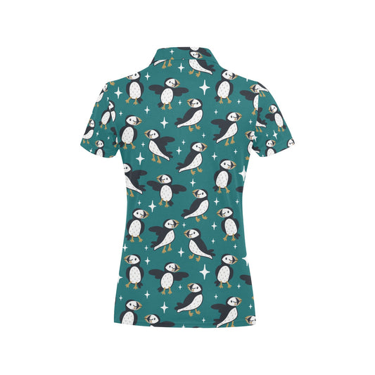 Puffin Pattern Print Design A05 Women's Polo Shirt