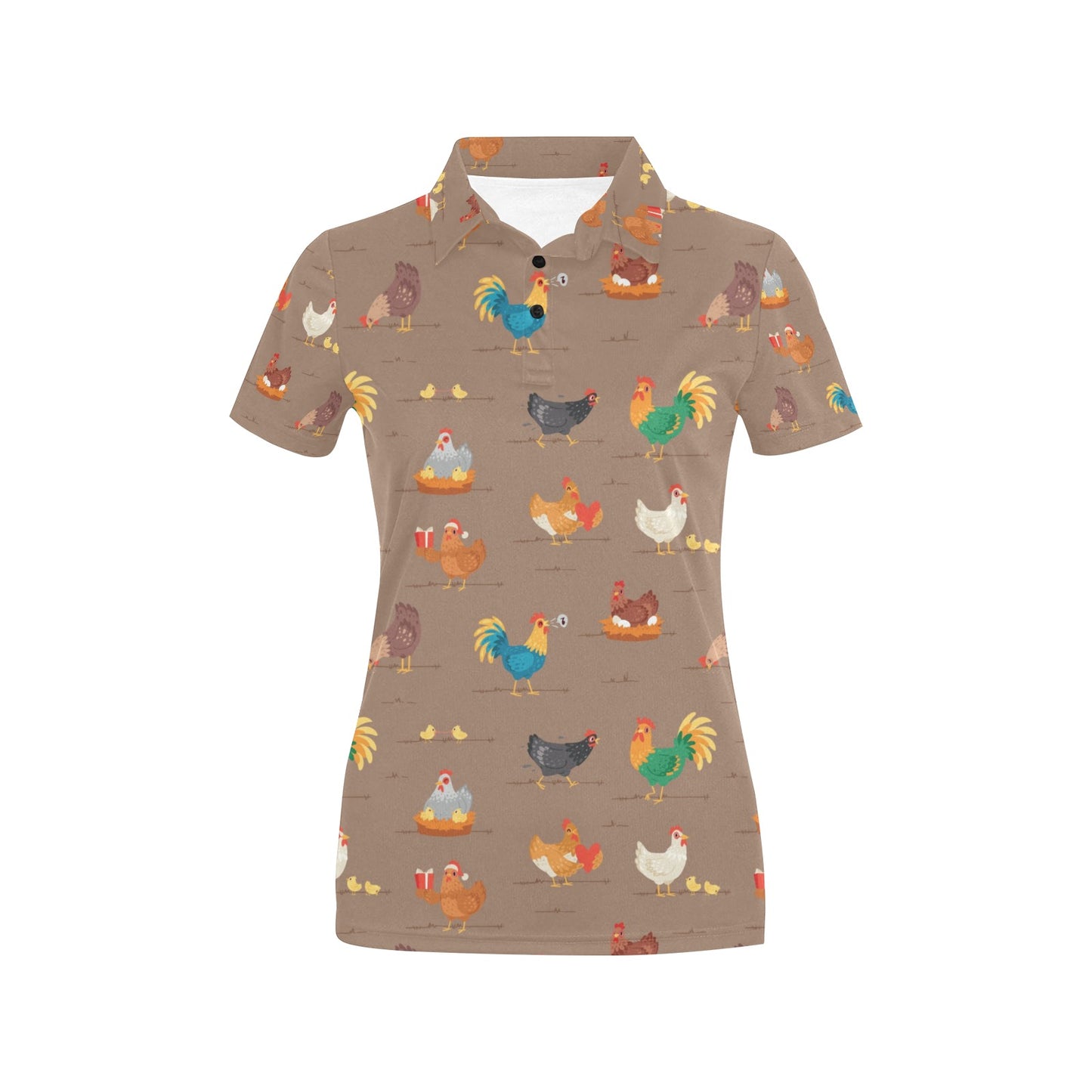 Chicken Happy Print Pattern Women's Polo Shirt