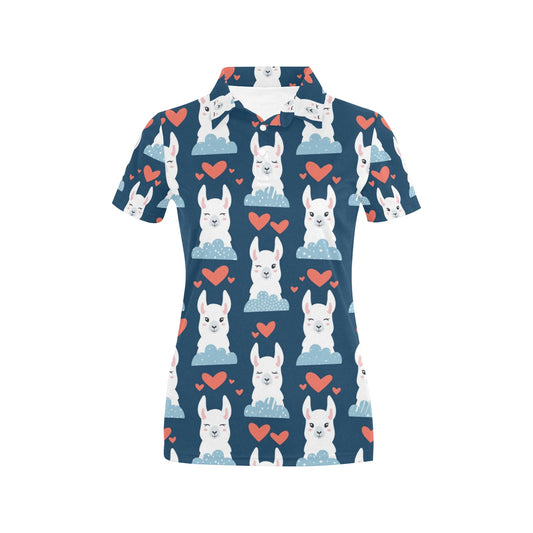 Alpaca Love Pattern Print Design 05 Women's Polo Shirt