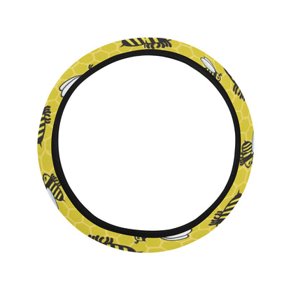 Bee Cute Print Design LKS308 Steering Wheel Cover with Elastic Edge