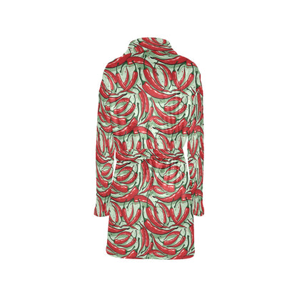 Chilli Pepper Pattern Print Design 04 Women's Fleece Robe