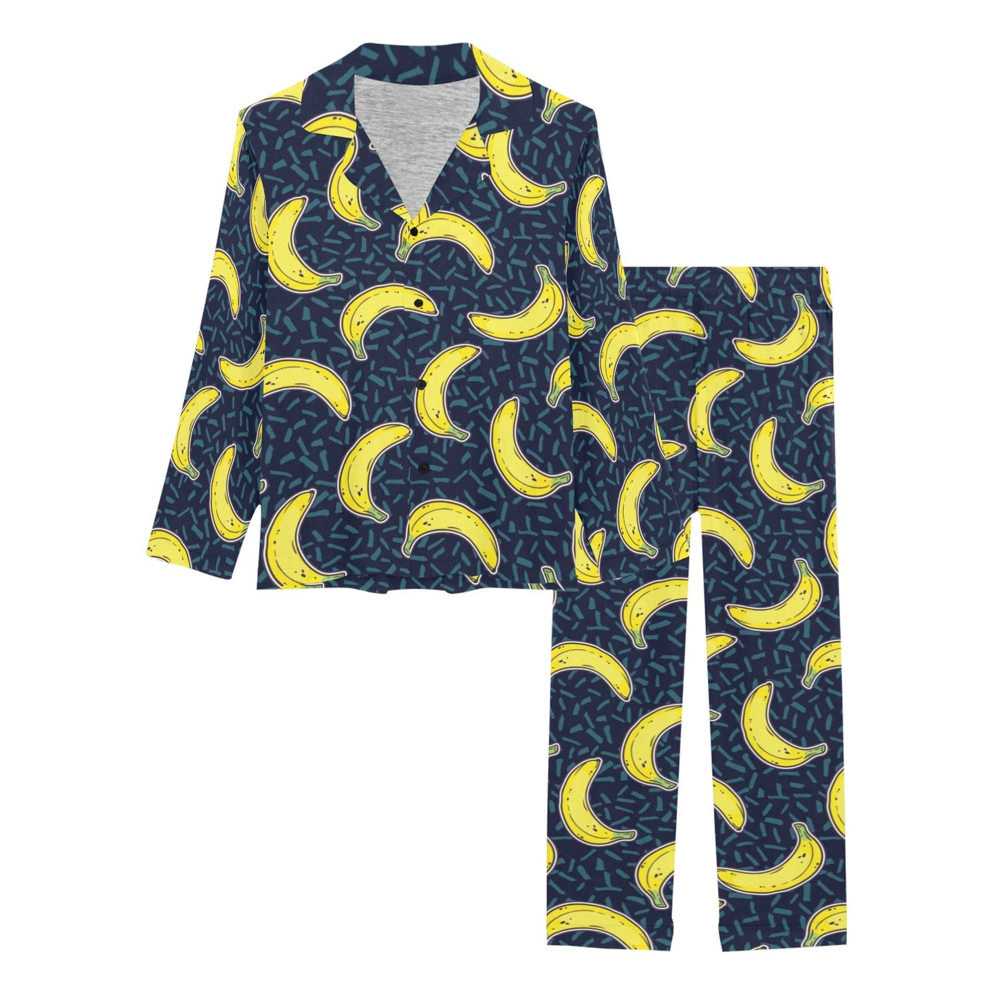 Banana Pattern Print Design BA09 Women's Long Pajama Set