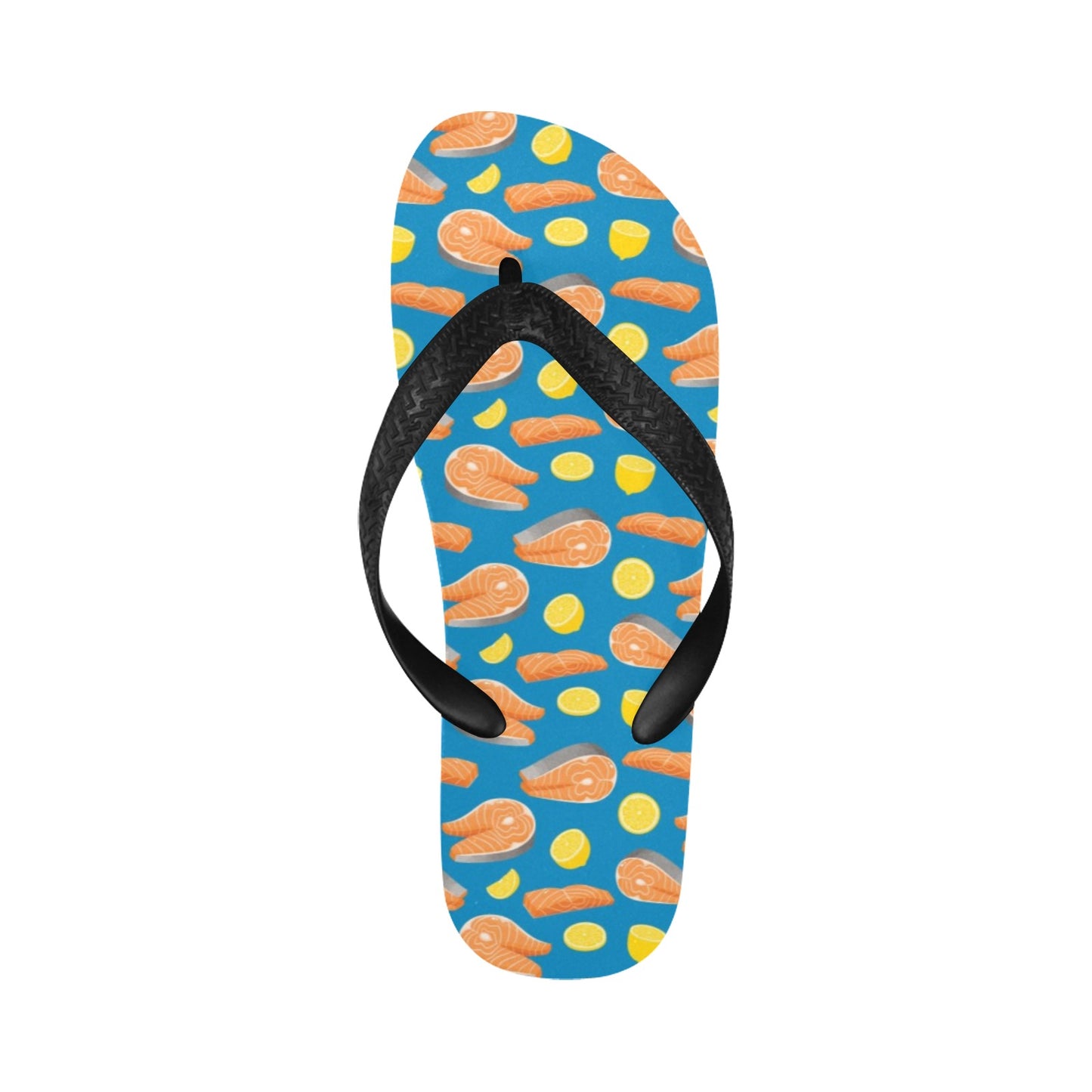 Salmon Steak With Lemon Print Design LKS308 Flip Flops