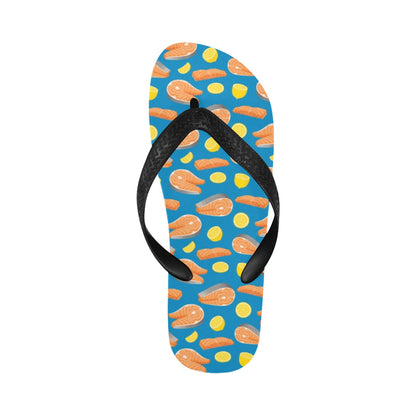 Salmon Steak With Lemon Print Design LKS308 Flip Flops