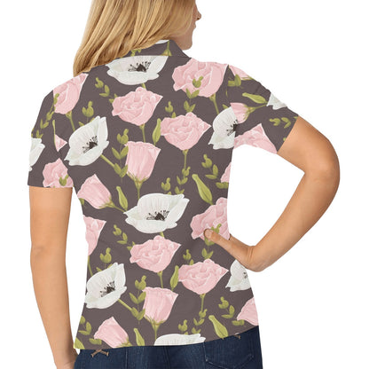 Anemone Pattern Print Design AM011 Women's Polo Shirt