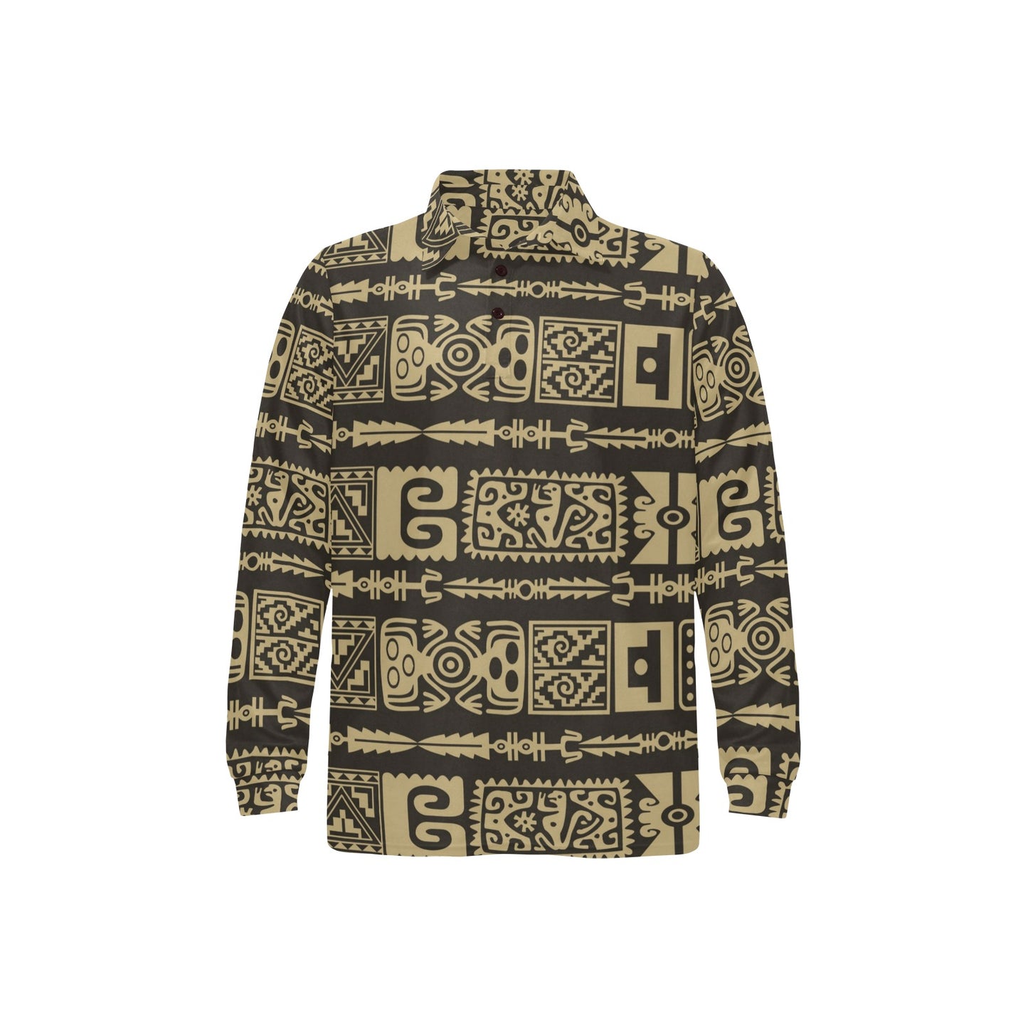 Mayan Pattern Print Design 03 Long Sleeve Polo Shirt For Men's