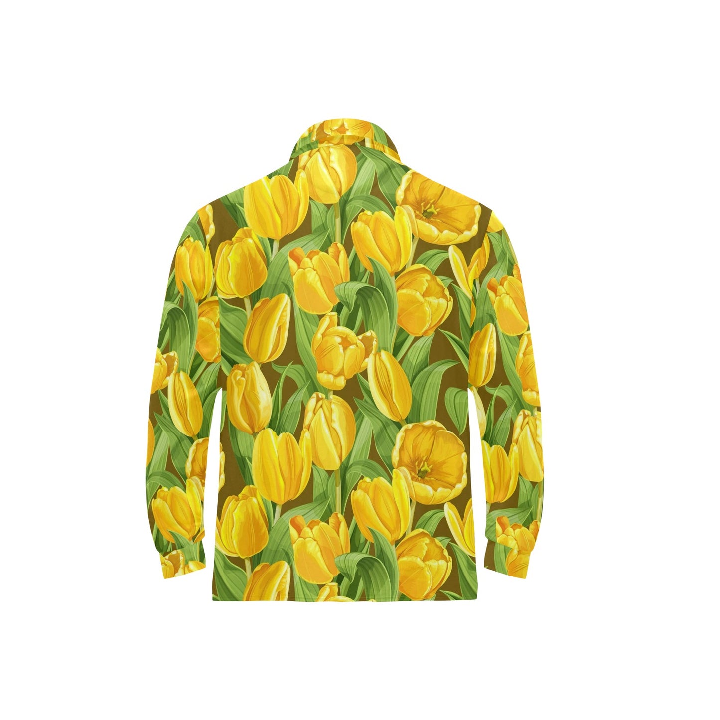 Tulip Yellow Pattern Print Design TP010 Long Sleeve Polo Shirt For Men's