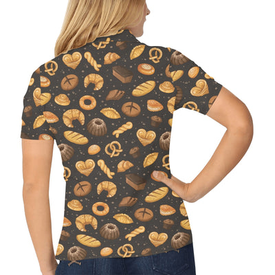 Bread Pattern Print Design 05 Women's Polo Shirt