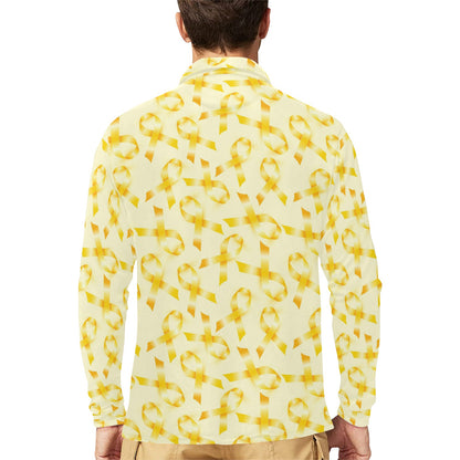 Bone cancer Pattern Print Design 01 Long Sleeve Polo Shirt For Men's