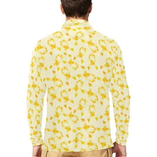 Bone cancer Pattern Print Design 01 Long Sleeve Polo Shirt For Men's