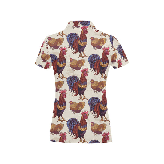 Rooster Pattern Print Design A03 Women's Polo Shirt