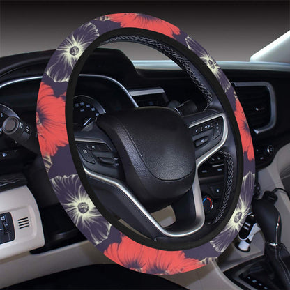 Tropical Flower Print Design LKS302 Steering Wheel Cover with Elastic Edge