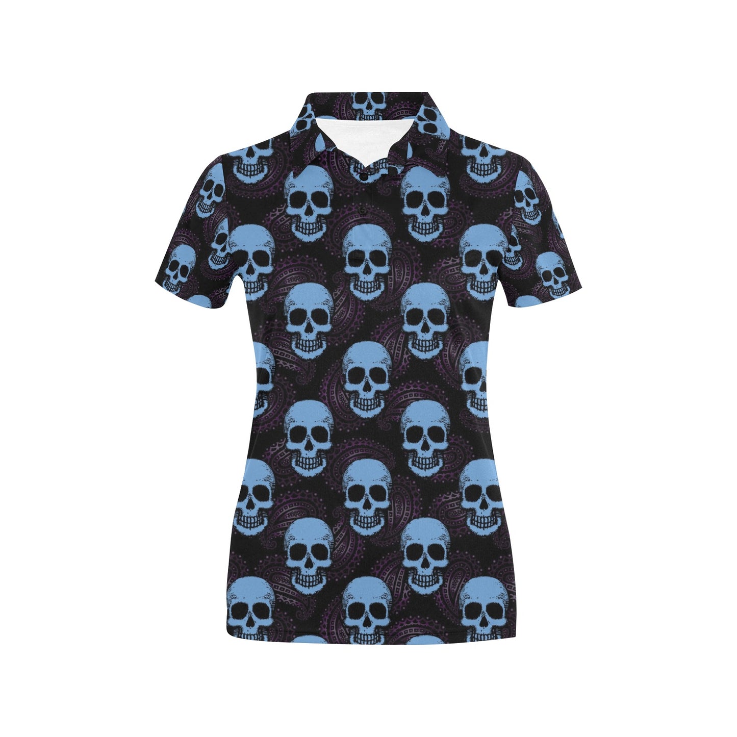 Skull Print Design LKS3012 Women's Polo Shirt