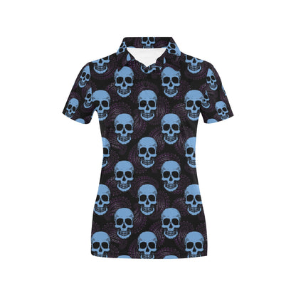 Skull Print Design LKS3012 Women's Polo Shirt
