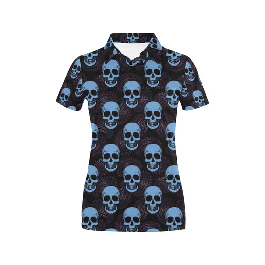 Skull Print Design LKS3012 Women's Polo Shirt