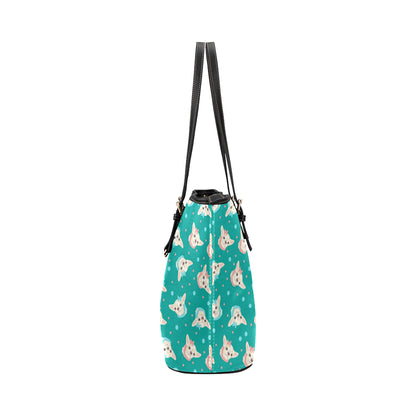 Chihuahua Polka Dot Pattern Leather Tote Bag