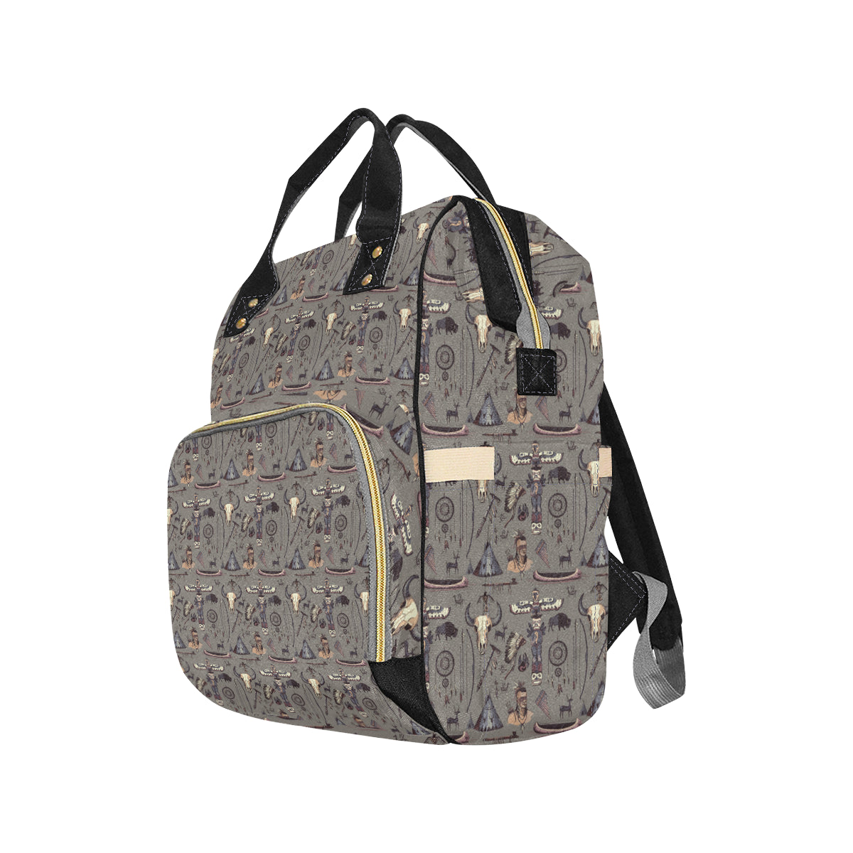 Native Indian life Design Print Diaper Bag Backpack