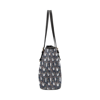 Sloth Happy Design Themed Print Leather Tote Bag