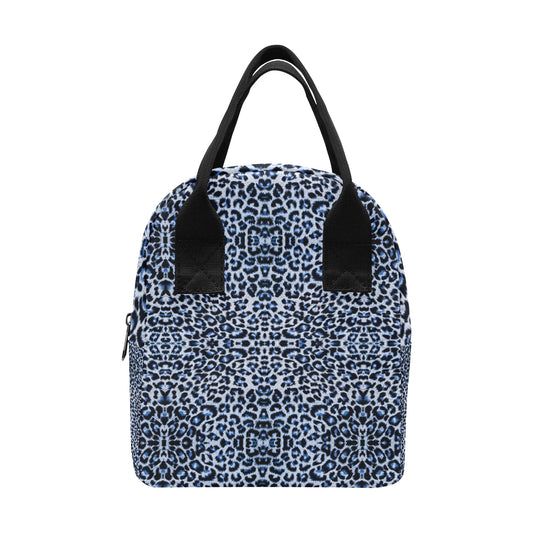 Leopard Blue Skin Print Insulated Lunch Bag