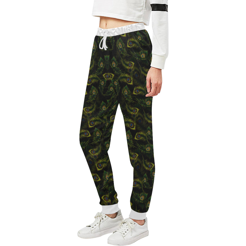 Peacock Feather Pattern Design Print Unisex Sweatpants