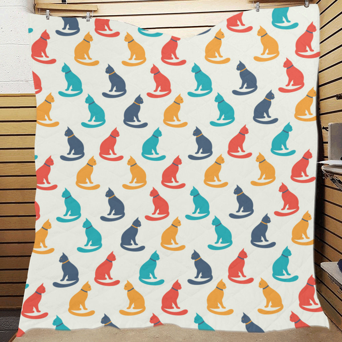 Cat Pattern Print Design 03 Premium Quilt
