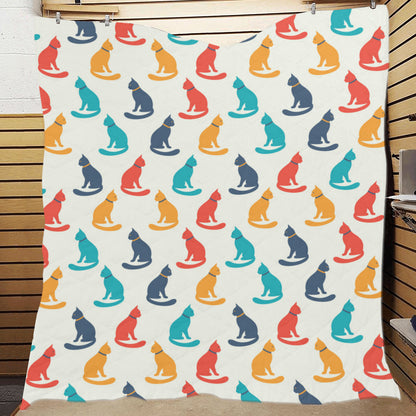 Cat Pattern Print Design 03 Premium Quilt