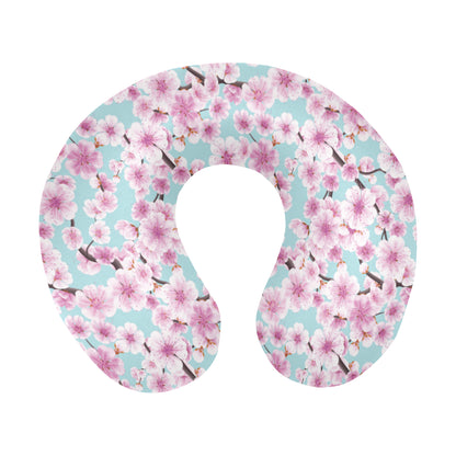Cherry Blossom Pattern Print Design 01 U-Shaped Travel Neck Pillow