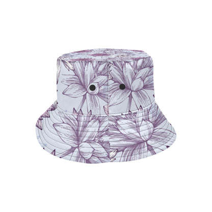 Water Lily Pattern Print Design WL01 Unisex Bucket Hat