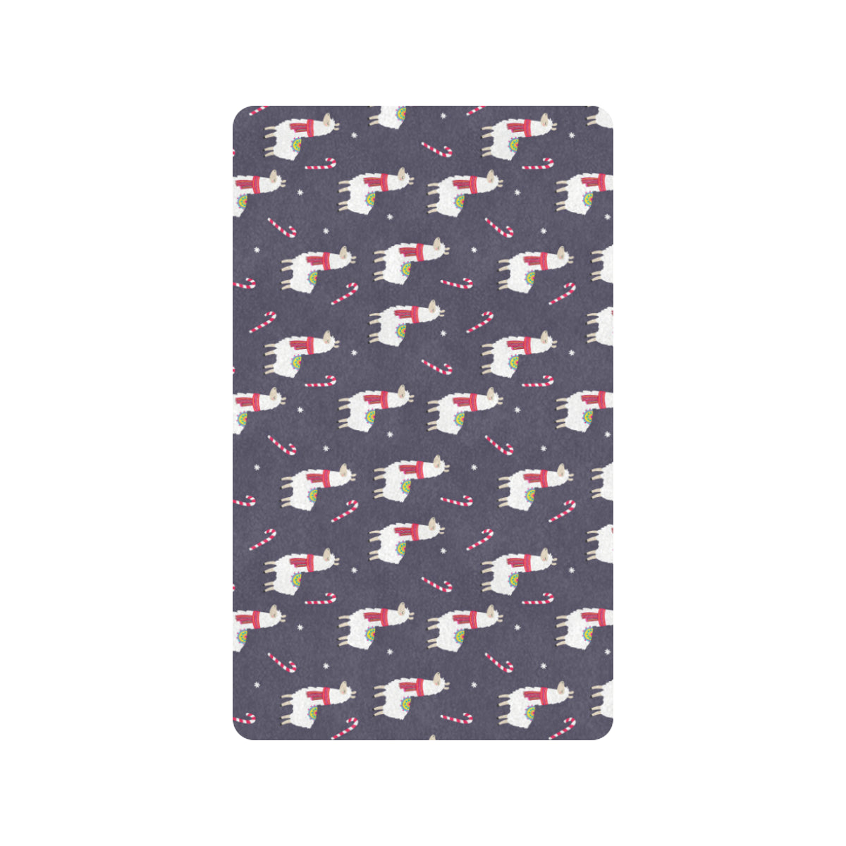 Llama with Candy Cane Themed Print Rubber Doormat