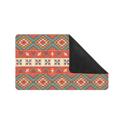Aztec Red Print Pattern Rubber Doormat
