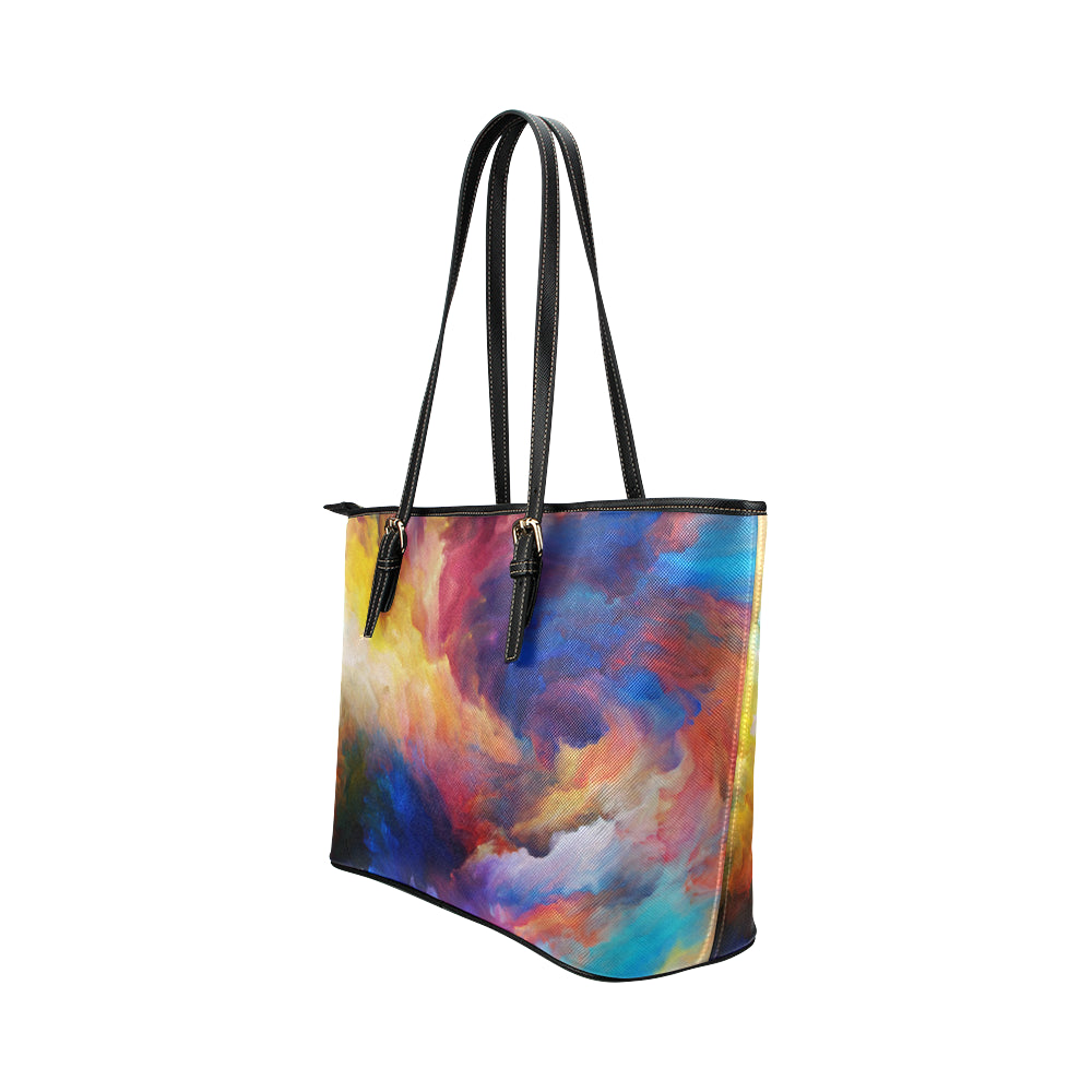 Vortex Twist Swirl Water Color Design Leather Tote Bag