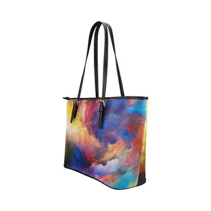 Vortex Twist Swirl Water Color Design Leather Tote Bag