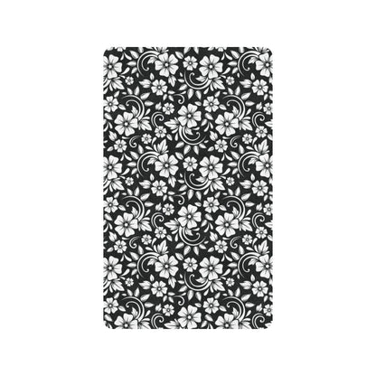 Floral Black White Themed Print Rubber Doormat