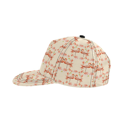 Flamingo Hibiscus Print Pattern Snapback Cap