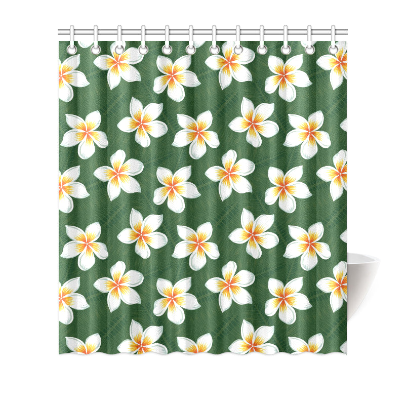White Plumeria Pattern Print Design PM020 Shower Curtain